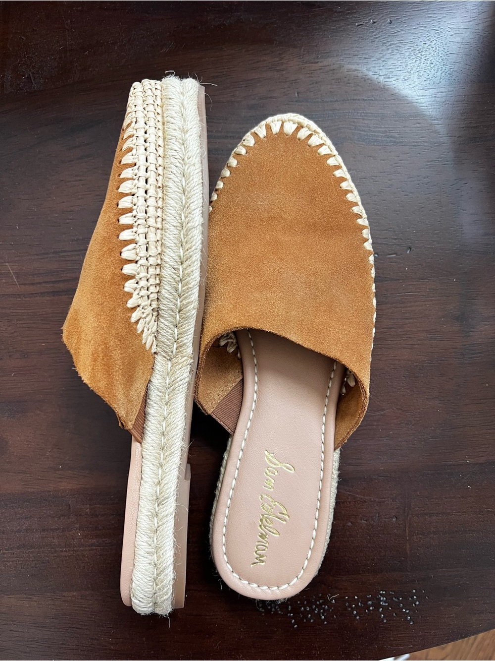 Sam Edelman Tan Suede Espadrille Mules